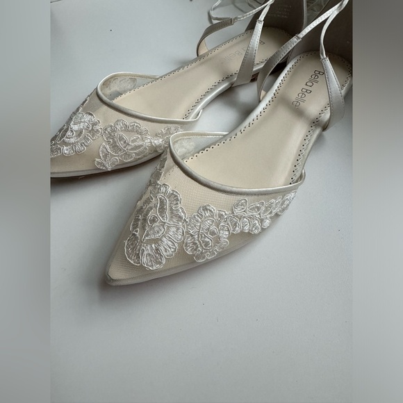 Bella Belle Alicia Ivory Lace Wedding Ballet Flats – Size 10 - Picture 5 of 9